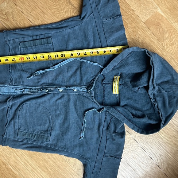 Free People cotton 3/4 sleeve button-down hoodie sweatshirt - Picture 7 of 8